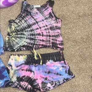 Hard Tail Kids Tie-Dye Matching Set - Black, Pink, Yellow, Blue
